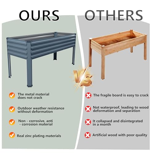 Vengarus 2PCS 48×18×30in Galvanized Raised Garden Bed Outdoor with Legs Set - color: Gray, size: Grey(2PCS)