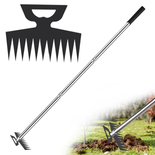 Garden Hoe Rake Weed Puller Picker Remove Tool Scuffle Hand Tiller