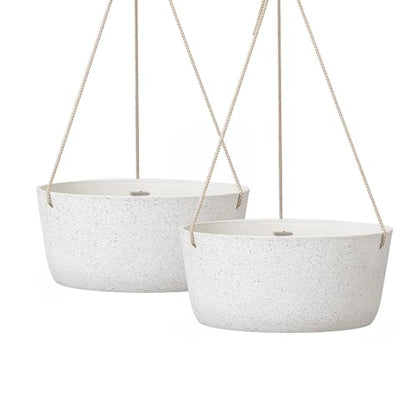 La Jolie Maison Large Hanging Planters for Outdoor Plants, Set of 2 12 Inch - color: Speckled White