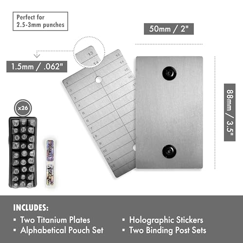 ColdTi - Titanium Bitcoin Seed Plates for Ultra-Secure Crypto Seed Phrase Storage (2 Plates, Punch Set & Seals) - Premium Seed Phrase Metal - Alphabetic Punch Set Included - size: Alphabetic Punch Set