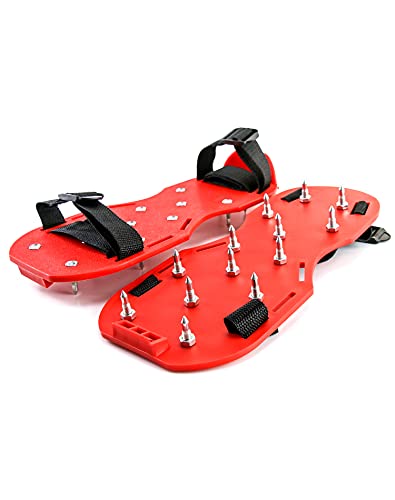 QWORK Gunite Spiked Shoes With 3/4” Short Spikes Perfect For Epoxy Floor, Overlays, Cover Installation, Green Color (Pair) - color: Red, size: 1 Pair
