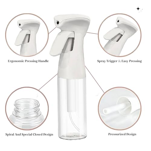 1 Pc Continuous Spray Bottle For Hair (10 Oz/300ml) | Ultra Fine Consistent Mist | Leak Resistant | Easy Press Design | No Clogging | Durable Spray Bottles For Hairstyling, Barber, Plants & Cleaning.