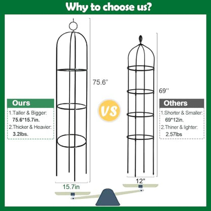 Metal Tower Obelisk Trellis 6.3 Ft Plant Support for Climbing Vines Flowers