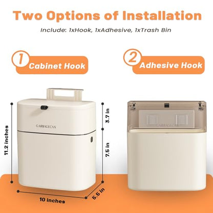 2.5 Gallon Compost Bin Kitchen Garbage Can Countertop Indoor Small Hanging Trash Can with Lid Composting Bin Off White