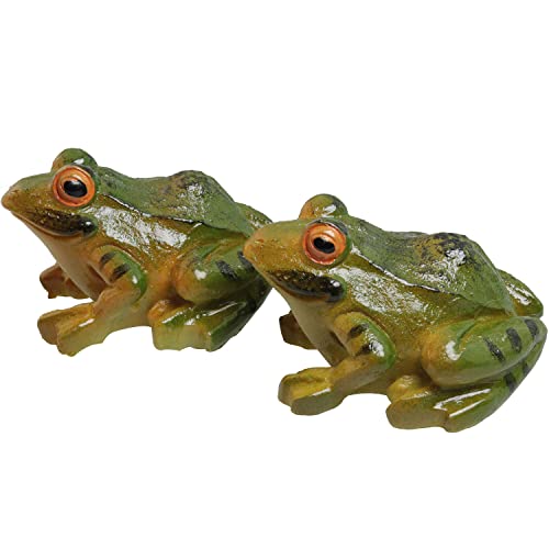 2pcs Resin Simulation Frog Statue Animal Sculpture 6.5x5.5x3.8cm for Home Garden Backyard Outdoor Decoration