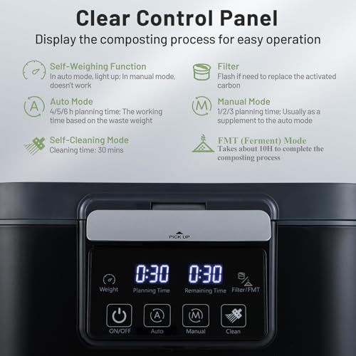 COSTWAY 4L Electric Composter for Kitchen with Auto-Cleaning, LED Display