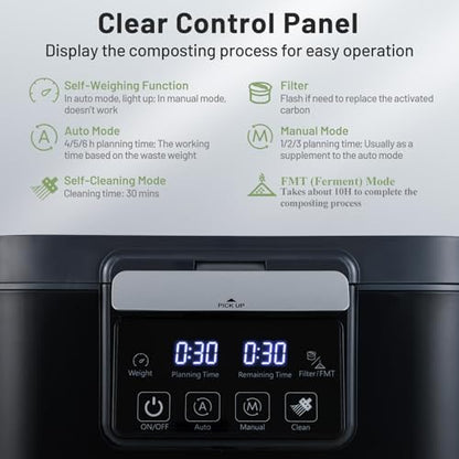 COSTWAY 4L Electric Composter for Kitchen with Auto-Cleaning, LED Display