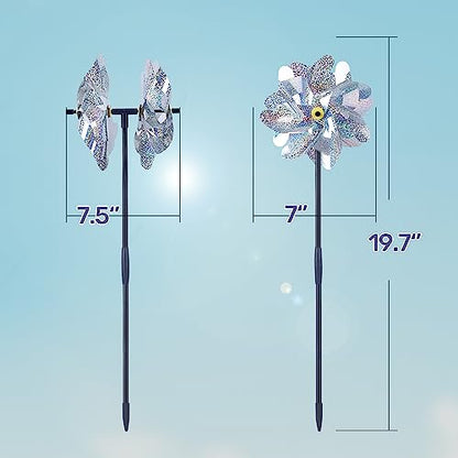 BATTIFE Preassembled Reflective Pinwheels for Yard & Garden, Silver, 6 Pack - color: Silver, size: 6 Pack