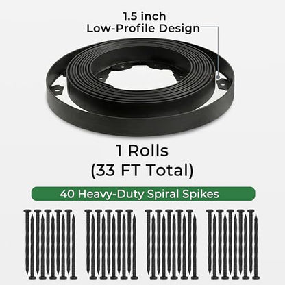 Gardzen 1.5" x33' Landscape Edging Kit with 40 Spikes - size: 33ft