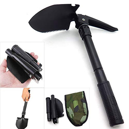 HongK- Multi-functional Military Folding Shovel Survival Spade Emergency Garden Camping - color: Black, size: Small Size