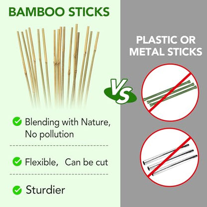 60Pcs Bamboo Stakes for Plant 4 Feet, Garden Bamboo Plant Stakes for Plants Support, Bamboo Sticks for Climbing Plants, Tomatoes, Sunflowers, Beans, Potted Plants, Trees - size: 4ft-60 Pcs