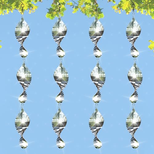 12 PCS Stainless Steel Bird deterrents for Outside,3D Wind Spinners Outdoor Bird Scarer Discs Set Pigeon Deterrent,Bird reflectors to Keep Birds Away Woodpecker Deterrent for House,Crow Deterrent - color: 12 Discs Fishbone Bird Scare Discs Set