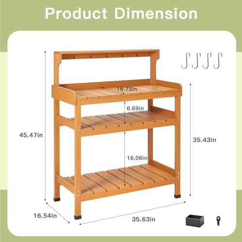Frogprin Potting Bench Table, Extra-Large Outdoor Garden Potting Bench-HDPS