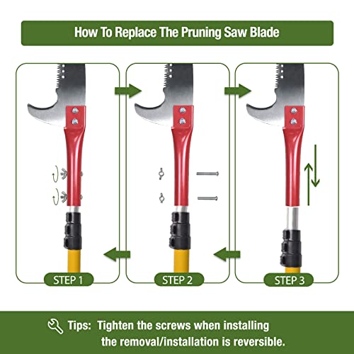 Hand Pruning Saws for Tree Trimming 15 Inches, Extension Pole Saw Attachment Blade, Pole Pruner Head Gardening Tool - color: Red
