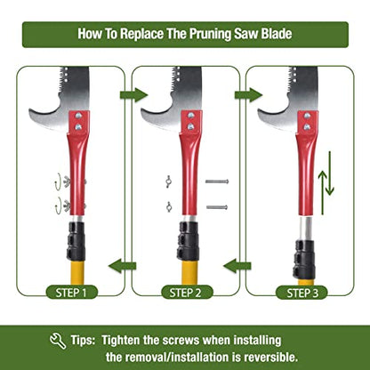 Hand Pruning Saws for Tree Trimming 15 Inches, Extension Pole Saw Attachment Blade, Pole Pruner Head Gardening Tool - color: Red