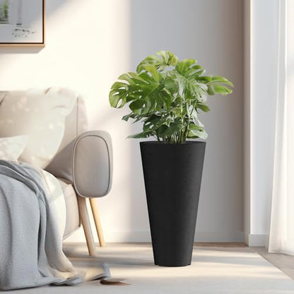 Kante 2-Pack All-Weather 18" H Round Tapered Black Plastic Planters - color: Black, size: 18" H