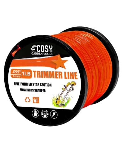 .095" String Trimmer Line, Commercial Grade Orange Pentagon Weed Eater String, Premium Nylon Universal 0.095" Diameter x 1LB - size: 1LB x .095 in