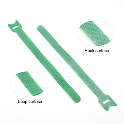 Hook and Loop Garden Plant Cable Ties, 100 Pcs, 8 Inch, Green
