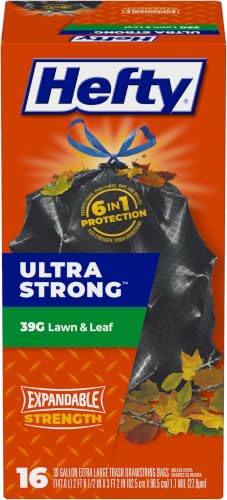 Hefty Ultra Strong Lawn & Leaf Trash Bags, Unscented, 39 Gallon, 16 Count| (Pack of 6) - size: 16 Count (Pack of 6)