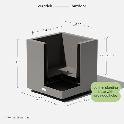 Veradek Block Series Cube Planter - Square Outdoor Planter - color: Gray, size: Small
