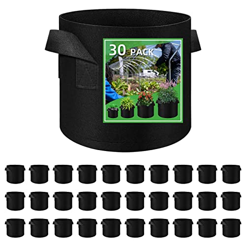 LITLANDSTAR 30 Pack 7 Gallon Plant Grow Bags, Breathable Felt Non-Woven Aeration Fabric Plant Grow Pots, Garden Planting Containers for Nursery Vegetable Flower Grow Bags with Handles (13.8x11.8inch) - size: 7 Gallon
