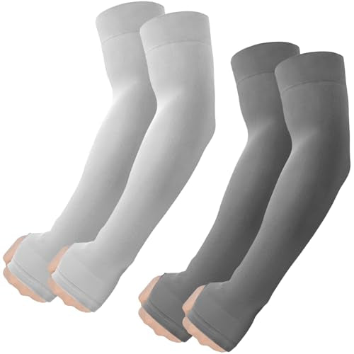ROXUN Arm Sleeves with Thumb Hole, Cooling UV Sun Protection for Men/Women - color: 2 Pairs - Dark Gray+light Gray