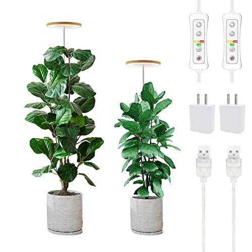yadoker Plant Grow Light, LED Growing Light Full Spectrum for Indoor Plants,Height Adjustable, Automatic Timer, 5V Low Safe Voltage,Idea for Large Plant Light - color: Bamboo, size: 2 Pack