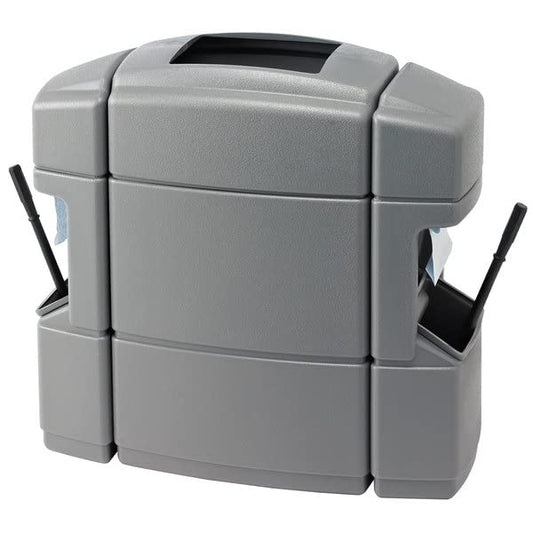 Compost Bin, 40 Gallon Silver Rectangular Waste Container with 2 Paper Towel Dispensers, 2 Squeegees, and 2 Windshield Wash Stations, Outdoor Trash Can for Car Dealerships or Stations, Number 02 - color: Silver, size: 40 Gallon Rectangle