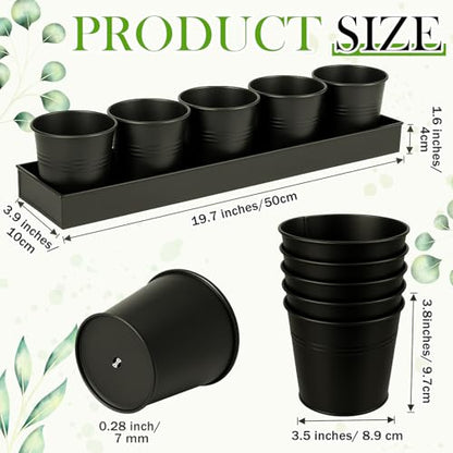 FoldTier 2 Sets Indoor Herb Garden Planter Kit with 10 Metal Pots, Black - color: Black