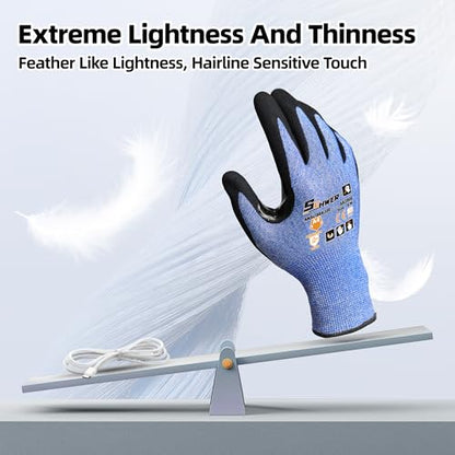Schwer A4 AIR-SKIN Cut Resistant Work Gloves, Ultra Lightweight, AR3900, M - color: Blue, size: Medium