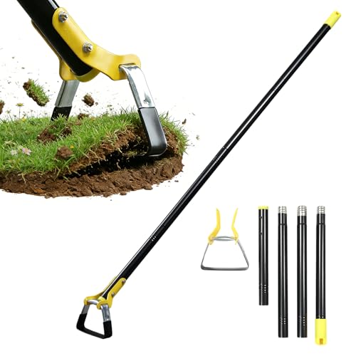 Stirrup Hoe,Effcient Scuffle Hoes with Sharp Blade,Adjustable Long-Handle Scuffle Hoe Garden Tool with 30-90 Inch,Action Hoe,Hula Hoes Garden Tool for Raised beds,Vegetable and Flower beds