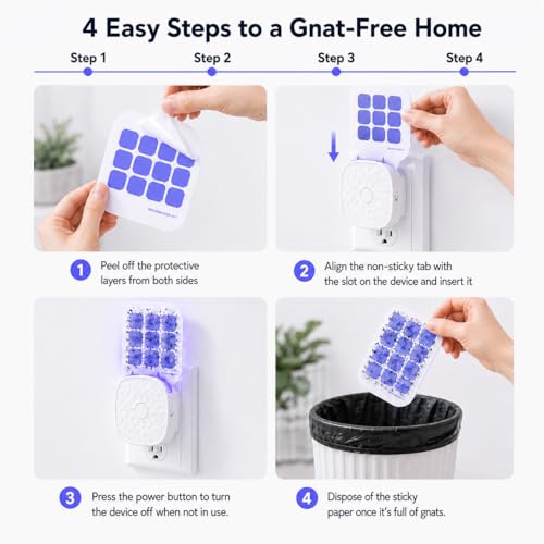 Fruit Fly Traps for Indoors Plug-in with Double-Sided Sticky Glue Cards
