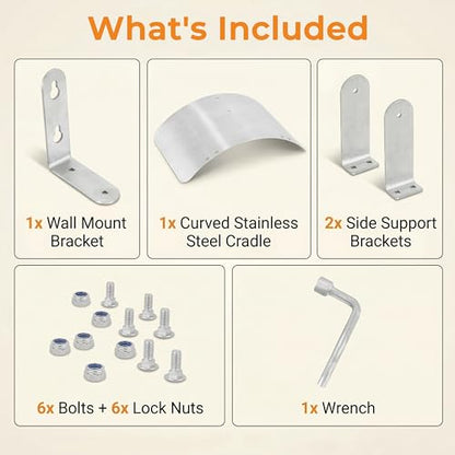 Gardzen 304 Stainless Steel Garden Hose Holder, Heavy Duty Wall Mounted Hanger, Rust-Resistant Outdoor Storage Rack for Backyard, Fence, Garage & Shed - size: 304 Stainless - 1 Pack