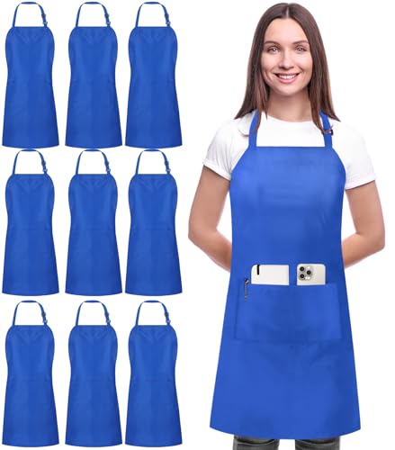 Utopia Kitchen Bib Aprons 10 Pack Adjustable With 2 Pockets - color: Blue