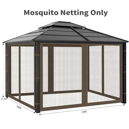 Gazebo Replacement Mosquito Netting for Patio, 10x10 ft, Coffee - color: Coffee, size: 10x10