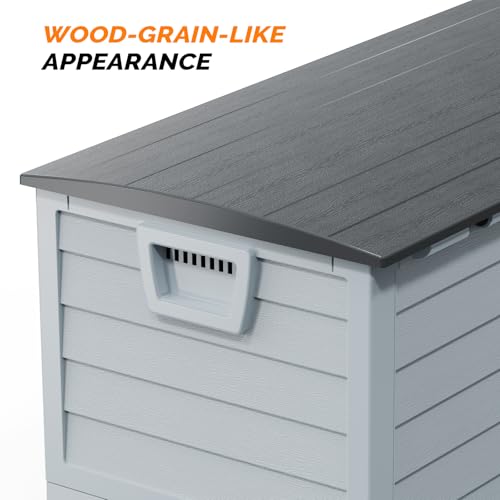 VINGLI 75 Gallon collapsible Outdoor Storage Box - color: Grey Body Black Lib