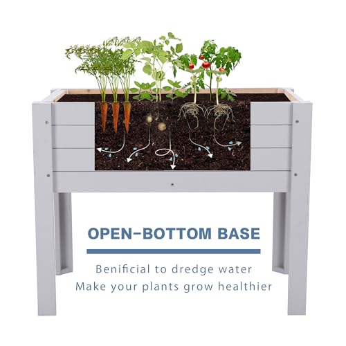 Raised Garden Bed with DIY Chalkboard, 30 x 24 x 18 inch, Gray - color: Gray