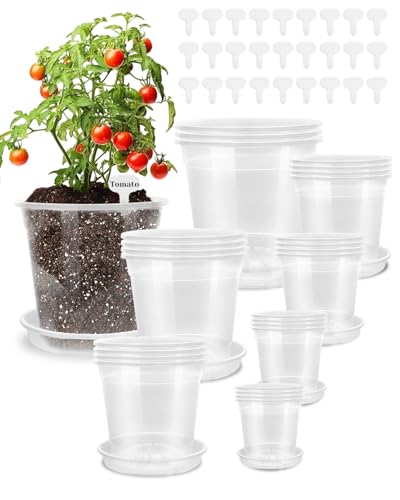 27 Pack Nursery Pots with Drainage, Multiple Sizes for Plants - size: 27 Pack - 12/9.5/8/7.5/6.7/5/4.5 Inch