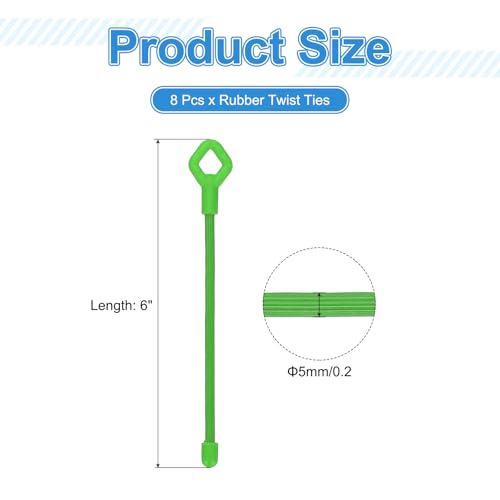 PATIKIL Rubber Twist Ties, 6 Inch Silicone Reusable Twist Ties Heavy Duty Bendable for Bundling Holding, 8 Pcs, Green - color: Green, size: 6 inch
