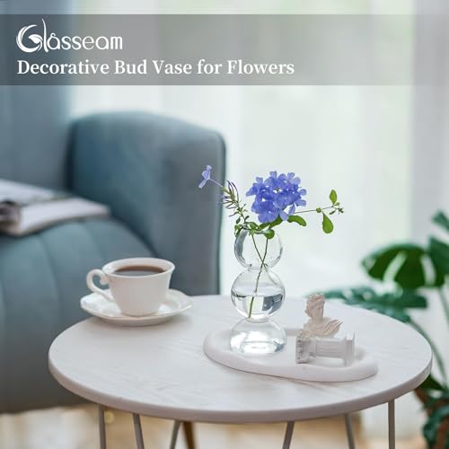 Glasseam Glass Bubble Vase, Clear Ball Bud Vases for Single Stem Flowers - color: Clear, size: Single Vase (3 Balls)