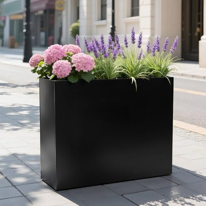 VGMiu Rectangular Planter Boxes Metal Planters Black 38.2''Lx13''Wx30''H