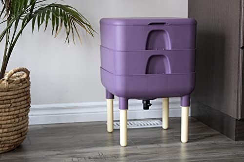 FCMP Outdoor - The Essential Living Composter, 2-Tray Worm Vermicomposter Bin (HF-LC4000v2-PUR) Plum - color: Plum