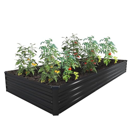2PCS 12x4x1ft Galvanized Raised Garden Bed Kit,Gardening Planter Box - color: Black, size: 12x4x1FT(2PCS)