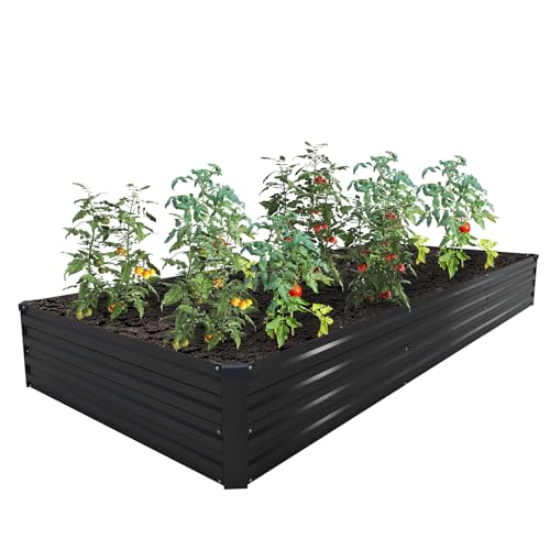 2PCS 12x4x1ft Galvanized Raised Garden Bed Kit,Gardening Planter Box - color: Black, size: 12x4x1FT(2PCS)