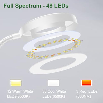 wolezek 2 in 1 Plant Lights for Indoor Growing, 3 Colors Plant Grow Lights - color: White 1 Pack