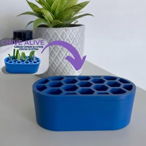 Mini Green Onion Regrower Kit, Hydroponic Scallion Planter Box with Hexagonal Honeycomb Lid, Soil-Free Indoor Herb Water Propagation Tub for Kitchen Countertop，Blue - color: Blue