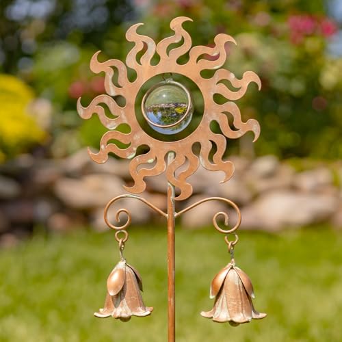 31.5" Tall Antique Copper Iron Abstract Sun Garden Stake (31.5" Tall) - style: 31.5" Tall