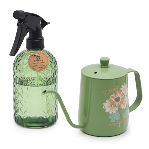 OFFIDIX Watering Can for Indoor Plants, Green Water Can Spray Bottle 2 Pack - color: Green Watering Can+spray Bottle