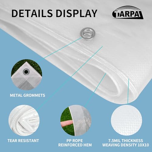 TARPAL 3'x3'（5pack） Semi Clear Tarp with Grommets Greenhouse Cover 7.5mil - color: Semi Clear White, size: 3x3ft(5pack)-Finished size