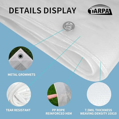 TARPAL 3'x3'（5pack） Semi Clear Tarp with Grommets Greenhouse Cover 7.5mil - color: Semi Clear White, size: 3x3ft(5pack)-Finished size